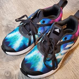 Adidas - Girls Size 2 Fortarun X D96966 Tie Dye Galaxy Running Shoes Sneakers